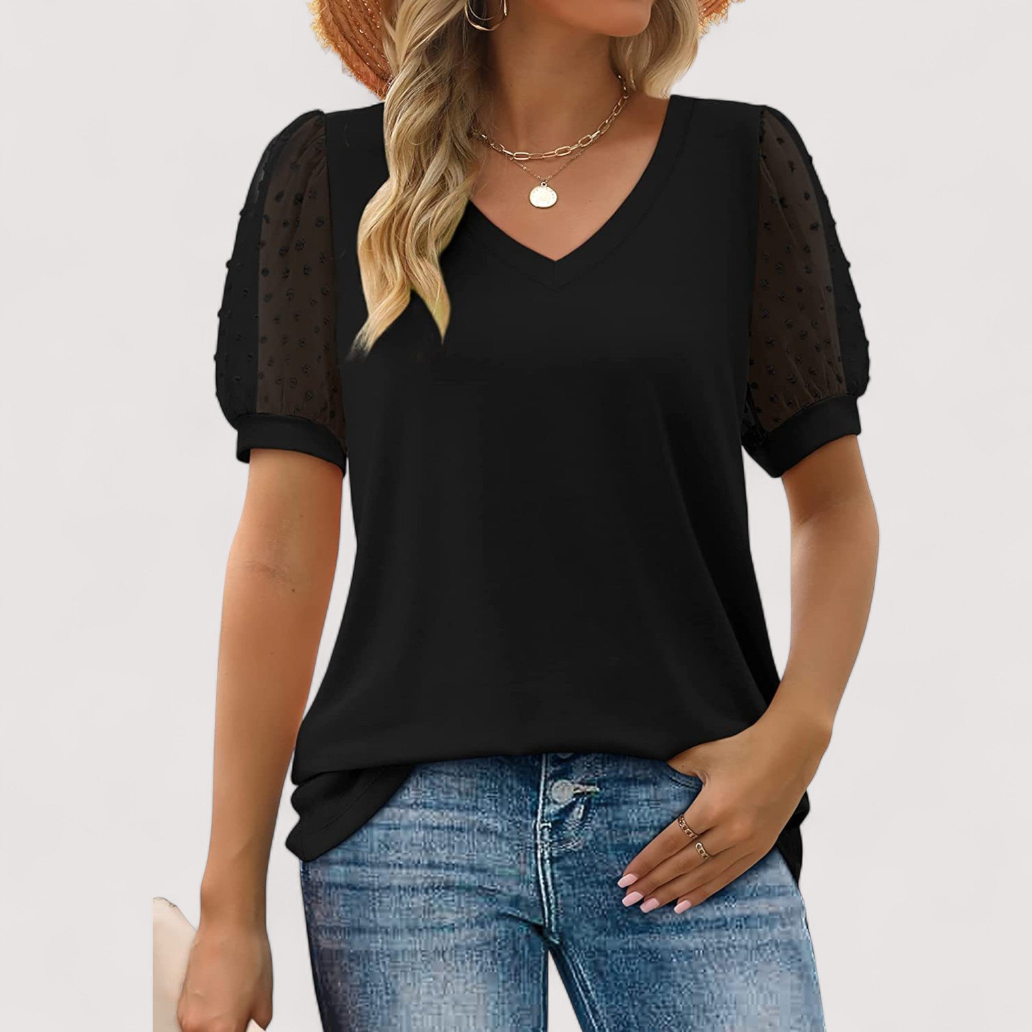 Ilse™ | Gennemsigtig V-hals Top
